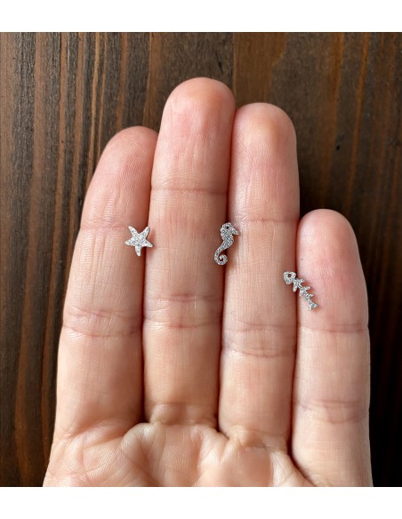 Pendientes Minis Mar Plateados - Bacu Joyas y Complementos