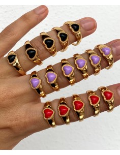 Anillo Corazón Mini Color - Bacu Joyas y Complementos