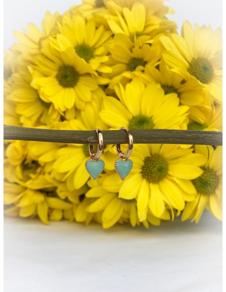 Aros Corazón Verde Agua - Bacu Joyas y Complementos