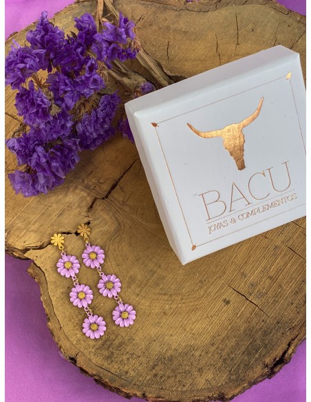 Pendientes Margaritas Malva