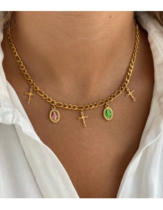 Colgante Cruz y Virgen Milagrosa - Bacu Joyas y Complementos