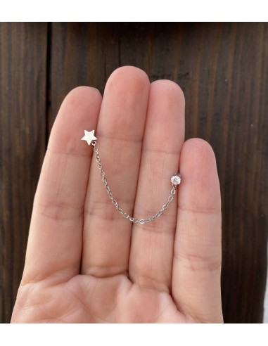 Pendiente Doble Estrella y Brillo