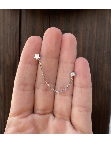 Pendiente Doble Estrella y Brillo