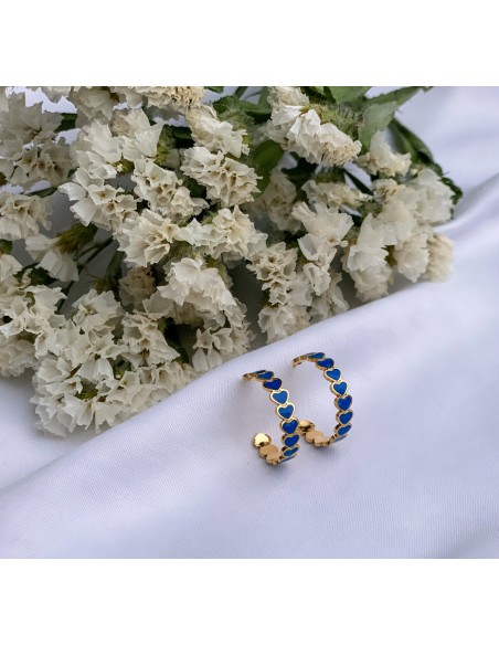 Aros Corazón Blue | Bacu Joyas y Complementos
