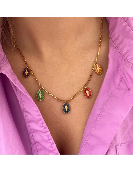 Colgante Multi Color Virgen Milagrosa - Bacu Joyas y Complementos