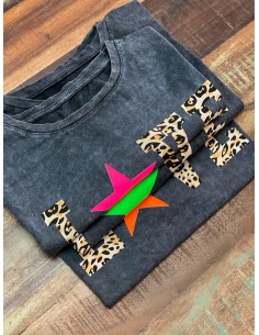 Camiseta Love Animal Print y Estrella Flúor - Bacu Joyas y Complementos