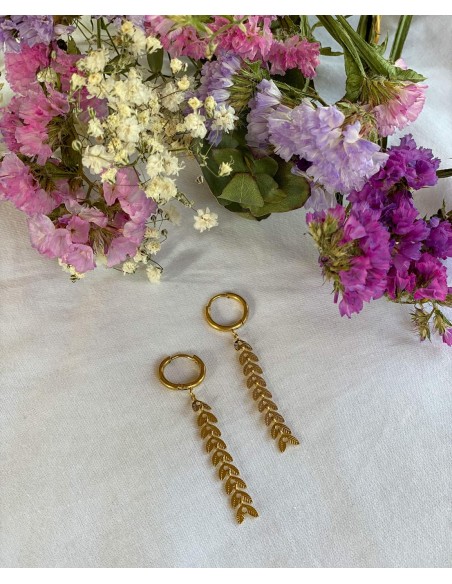 Aros Dorados Espiga | Bacu Joyas y Complementos