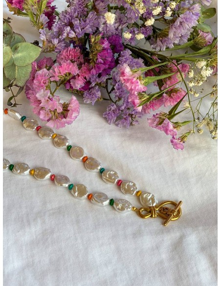 Colgante Perlas Plana Colores