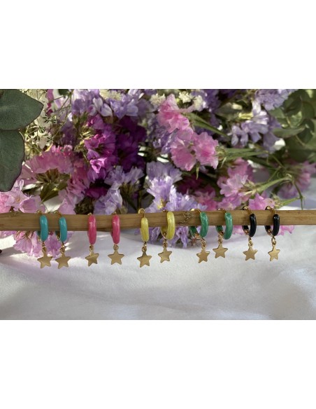 Aros Estrella Aro Color | Bacu Joyas y Complementos