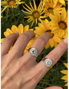 Anillo Ojo Brillo Plateado