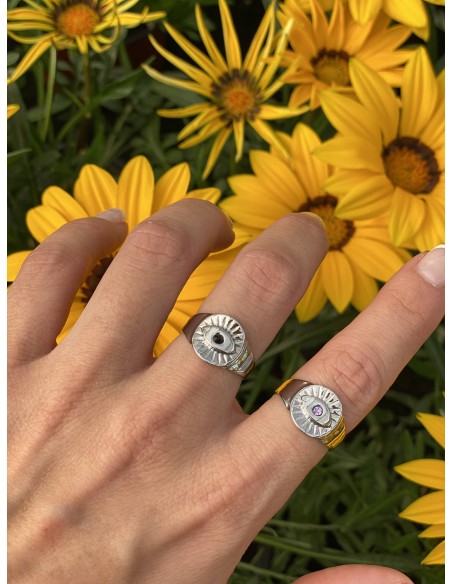 Anillo Ojo Brillo Plateado