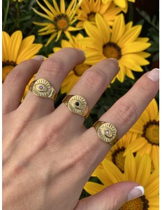 Anillo Ojo Brillo Dorado - Bacu Joyas y Complementos