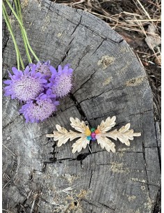 Broche Hoja Alargada Color - Bacu Joyas y Complementos