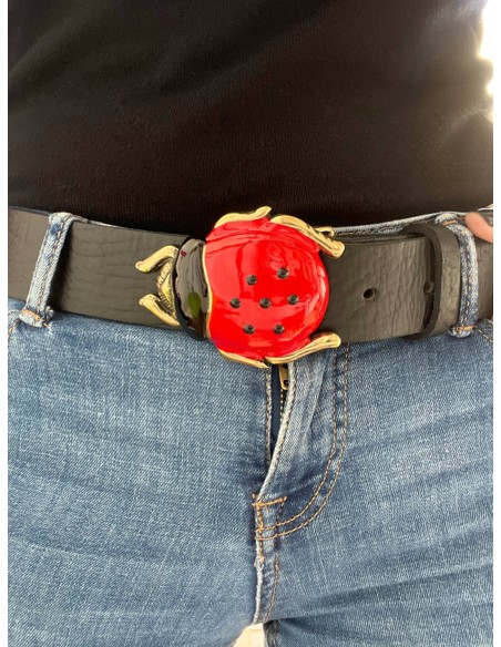 Cinturón Mariquita - Cinturón Negro Hebilla Mariquita