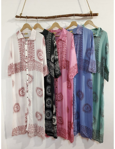 Vestido Indio Camisero Rosa - Bacu Joyas y Complementos