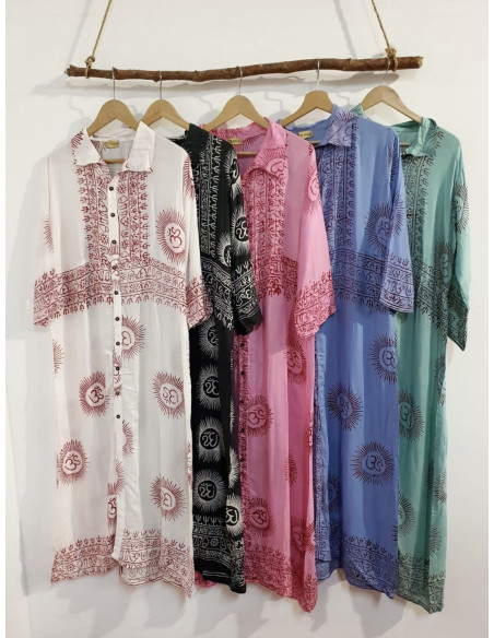 Vestido Indio Camisero Rosa - Bacu Joyas y Complementos