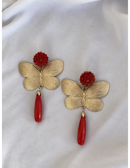 Pendientes Mariposa Flamenca | Bacu Joyas y Complementos