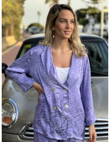 Traje Satinado Malva Zebra