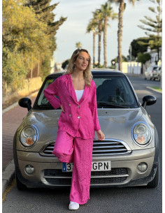 Traje Satinado Fucsia Zebra