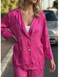 Traje Satinado Fucsia Zebra 2