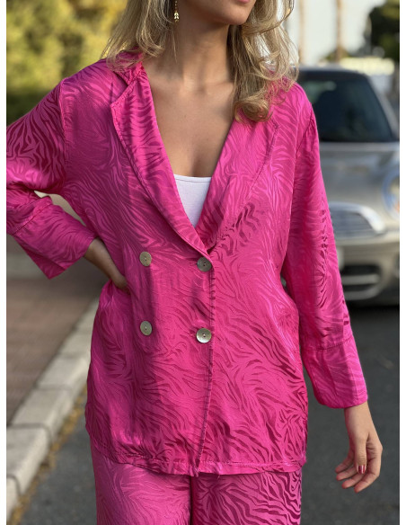 Traje Satinado Fucsia Zebra
