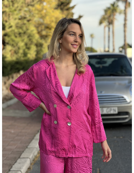 Traje Satinado Fucsia Zebra