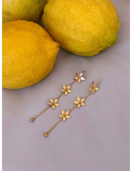 Pendientes Flor Cadena | Bacu Joyas y Complementos