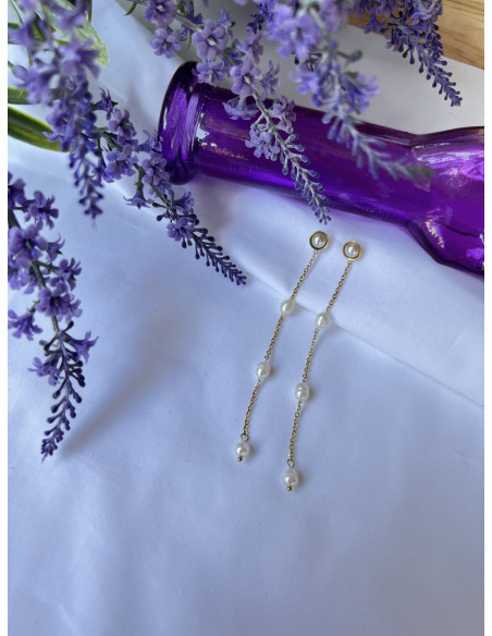 Pendiente Perla Cadena | Bacu Joyas y Complementos