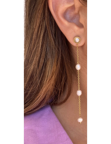 Pendiente Perla Cadena | Bacu Joyas y Complementos