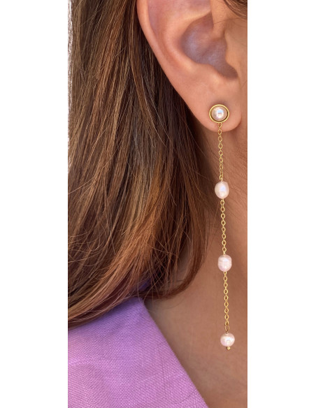 Pendiente Perla Cadena | Bacu Joyas y Complementos