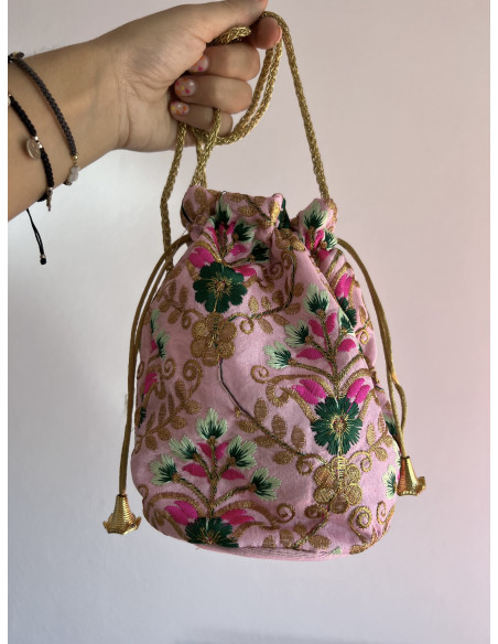 Mini Bolsito Bordado Rosa