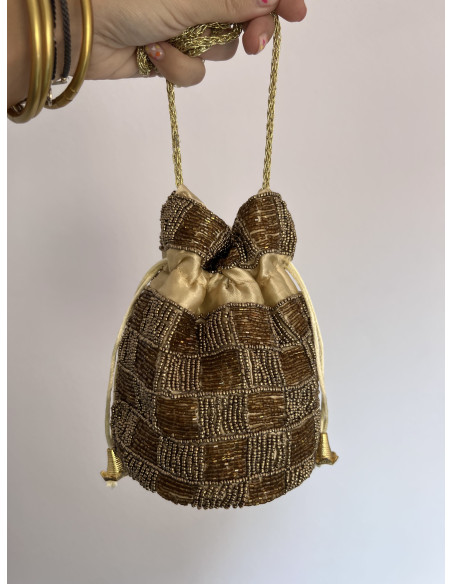 Mini Bolsito Saco Dorado | Bacu Joyas y Complementos