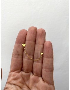 Pendiente Doble Cadena Mariposas - Bacu Joyas y Complementos
