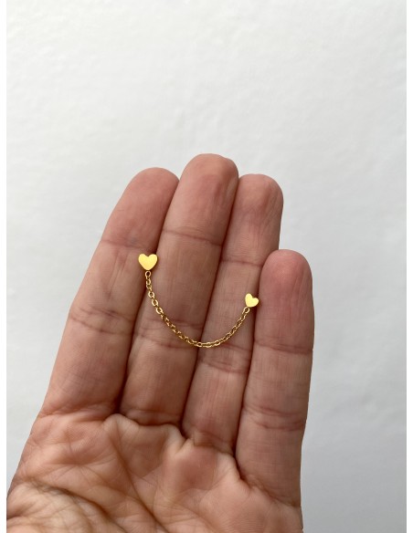 Pendientes Doble Cadena Corazón - Bacu Joyas y Complementos