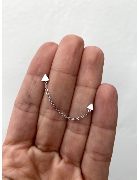 Pendiente Doble Cadena Triángulos - Bacu Joyas y Complementos