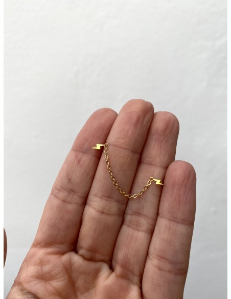 Pendiente Doble Cadena Rayos - Bacu Joyas y Complementos