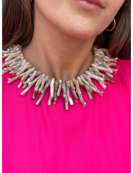 Collar Coral Grande Beige | Bacu Joyas y Complementos