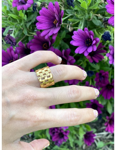 Anillo Panel Dorado - Bacu Joyas y Complementos