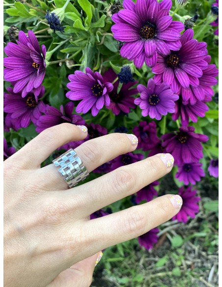 Anillo Panel Plateado - Bacu Joyas y Complementos