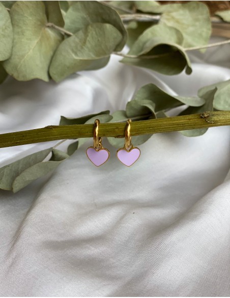 Aros de Acero Heart Lila Mate | Bacu Joyas y Complementos