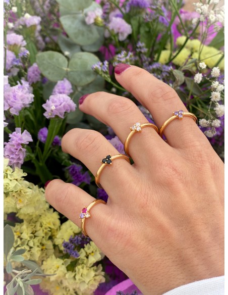 Anillo Trisolitario - Bacu Joyas y Complementos