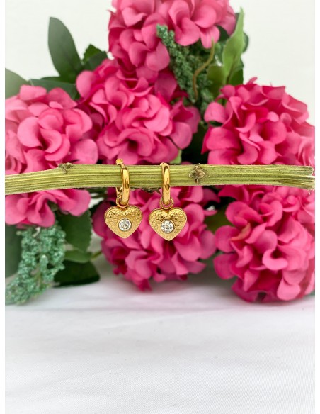Aros Corazón Brillo - Bacu Joyas y Complementos