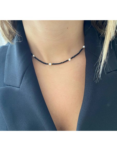 Colgante Bolitas Negras y Perlas - Bacu Joyas y Complementos