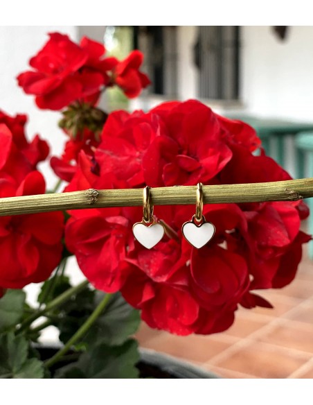 Aros Pequeños Heart Blancos Mate | Bacu Joyas y Complementos