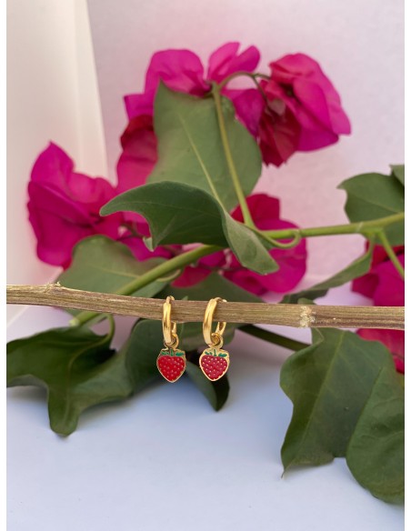 Pendientes Dorados Aro Fresa | Bacu Joyas y Complementos