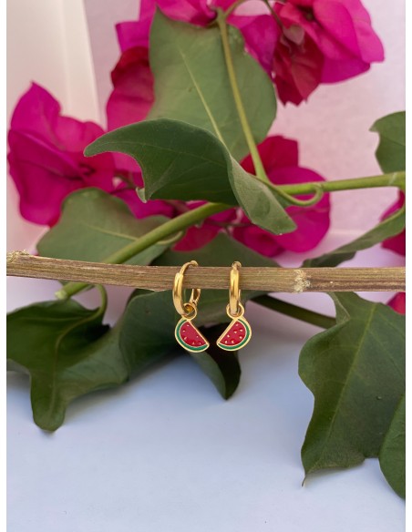 Aros Mini de Acero Sandía | Bacu Joyas y Complementos