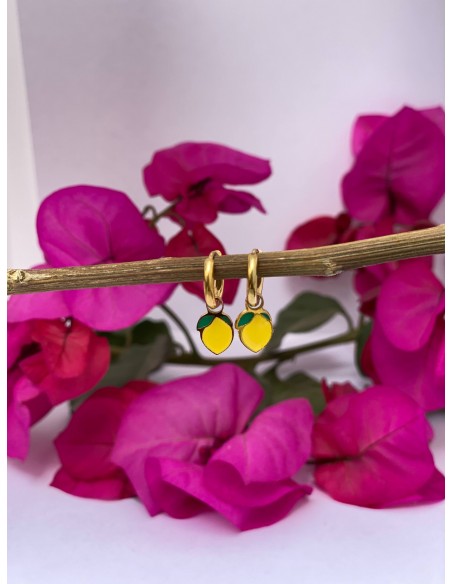 Aros Mini Dorados Limón | Bacu Joyas y Complementos