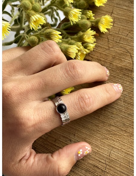 Anillo acero inoxidable con piedra - Bacu Joyas y Complementos