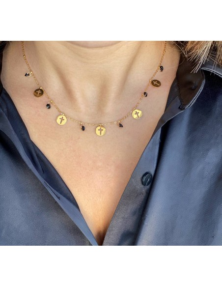 Colgante Chapitas Cruces - Bacu Joyas y Complementos
