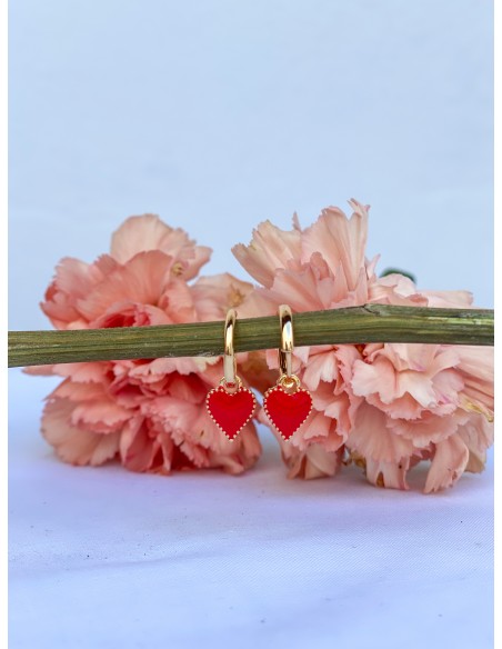 Aros Corazón Rojo - Bacu Joyas y Complementos